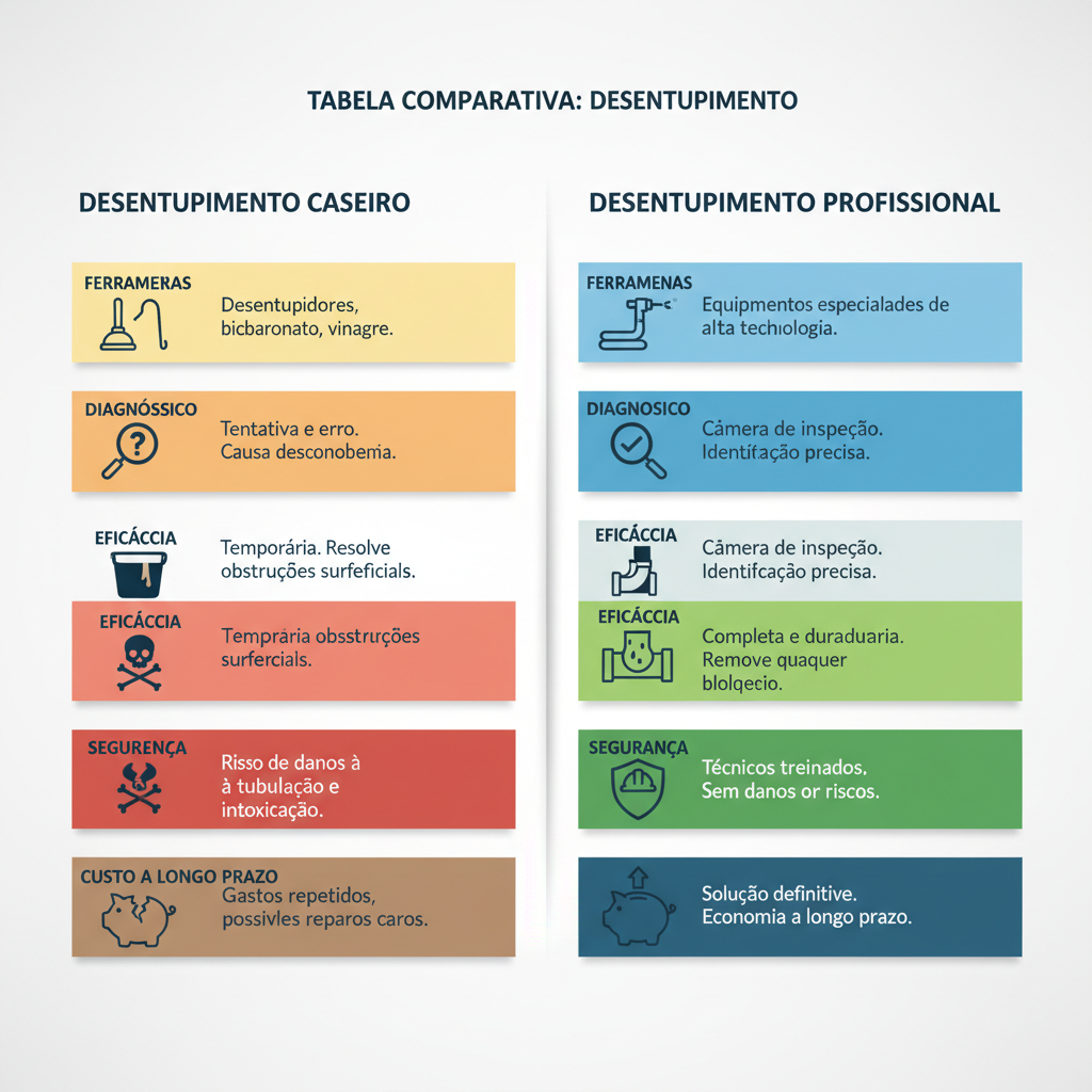 Uma tabela comparativa visualmente atraente, dividida em duas colunas: 