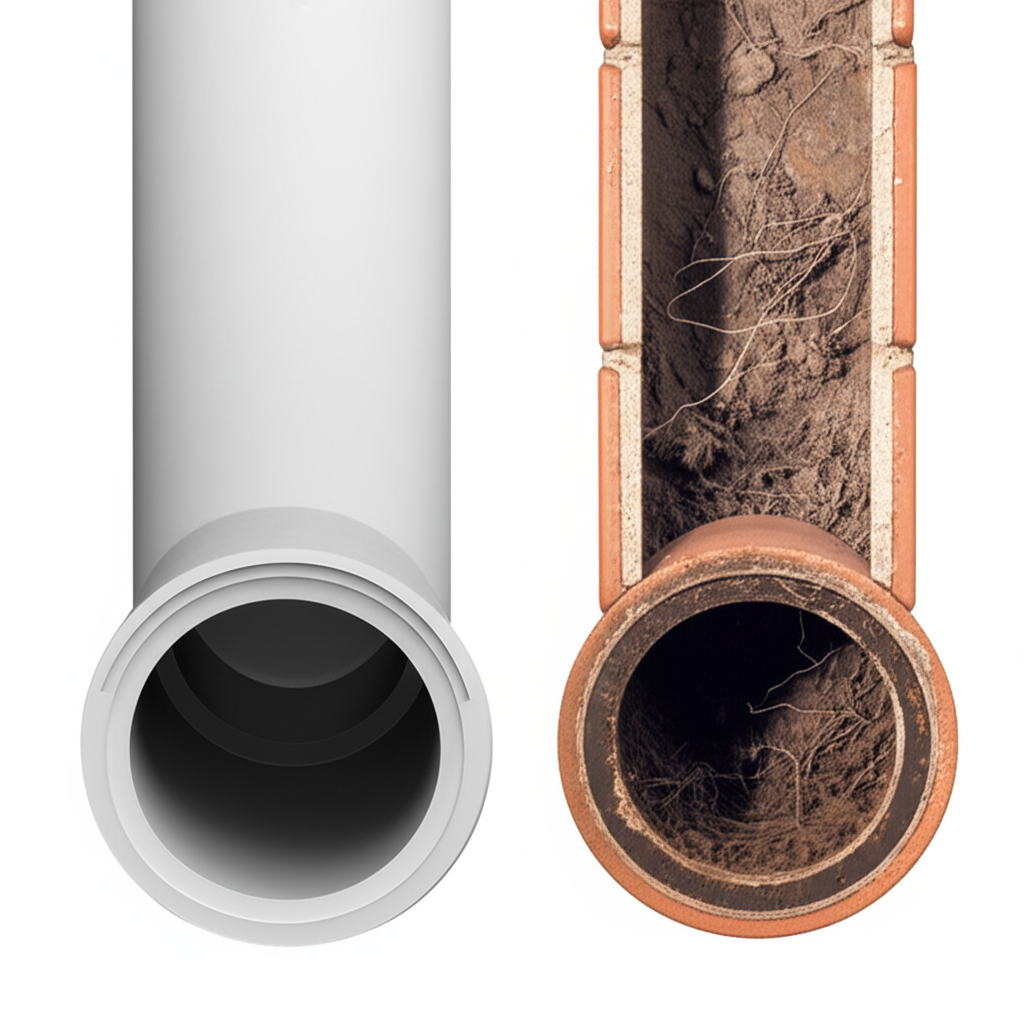 comparativo entre cano novo e cano antigo entupido