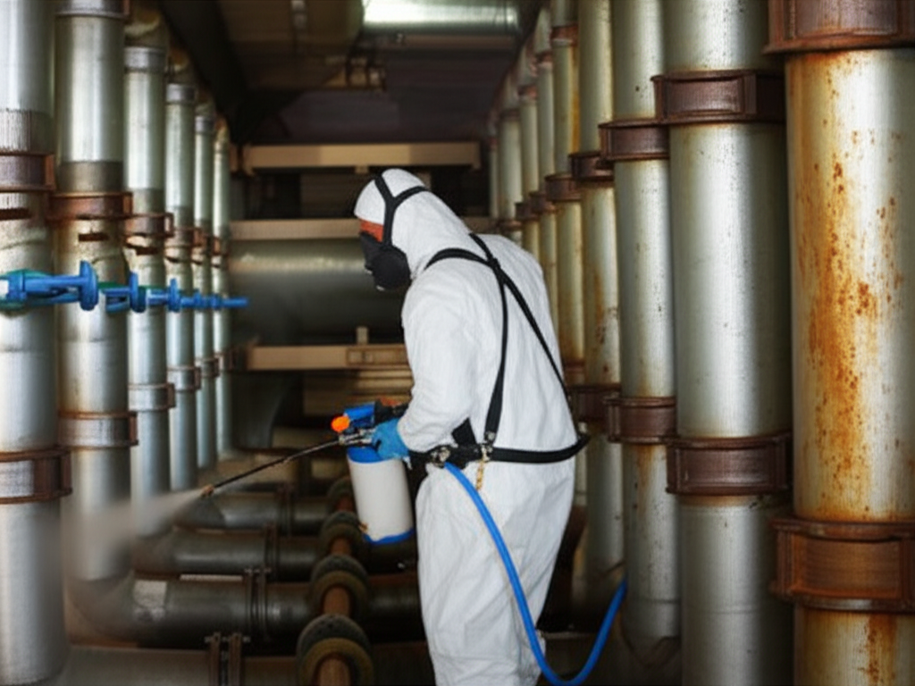 dedetizador aplicando produto em tubulação