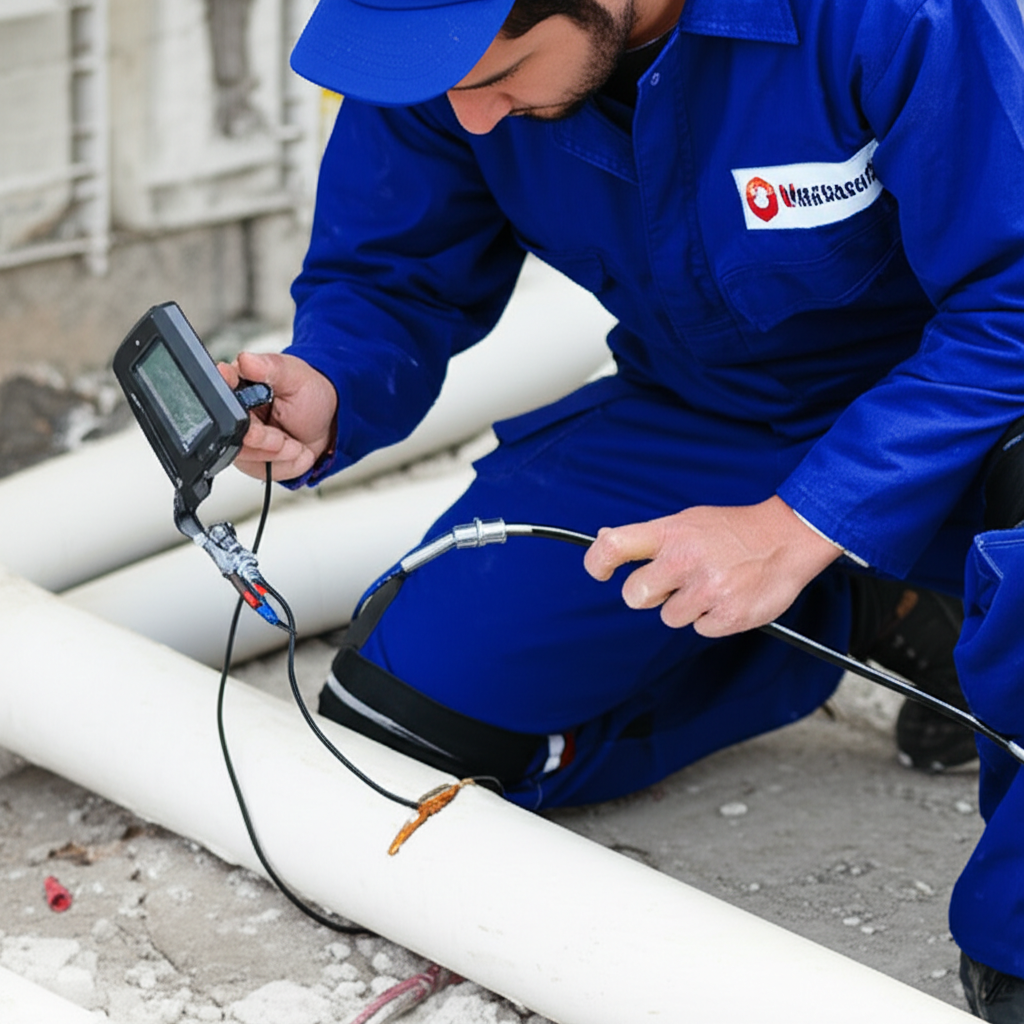 Encanador inspecionando tubulação com câmera endoscópica para detectar problemas.png