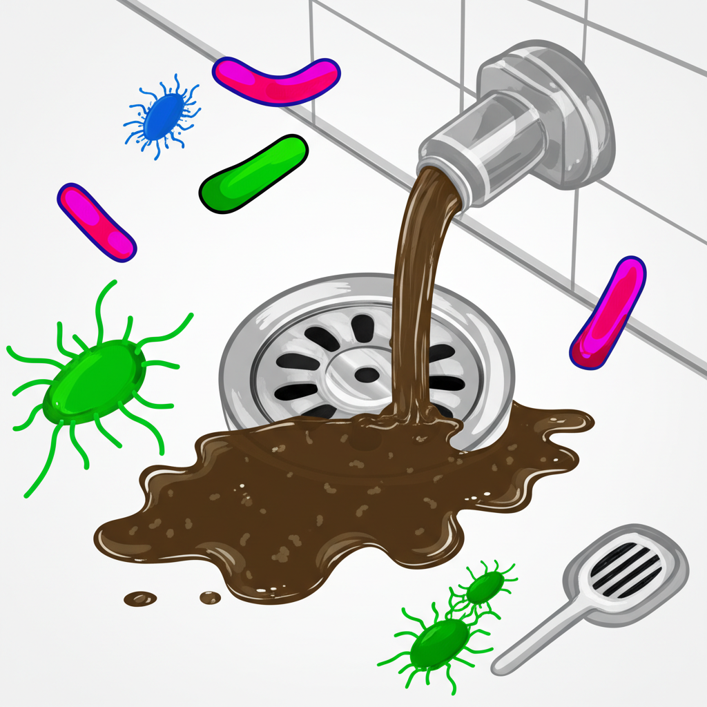 Imagem ilustrativa dos riscos de contaminação após um entupimento.