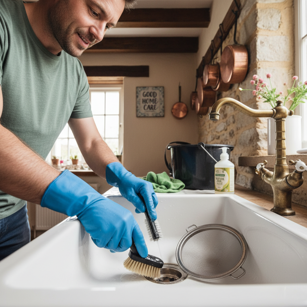 Diagrama de um plano de manutenção preventiva para sistemas hidráulicos, incluindo a frequência para limpeza de caixas de gordura, verificação de ralos, inspeção de sifões e, periodicamente, hidrojateamento preventivo ou videoinspeções. O design é claro, organizado e com elementos gráficos que indicam as ações de cuidado.