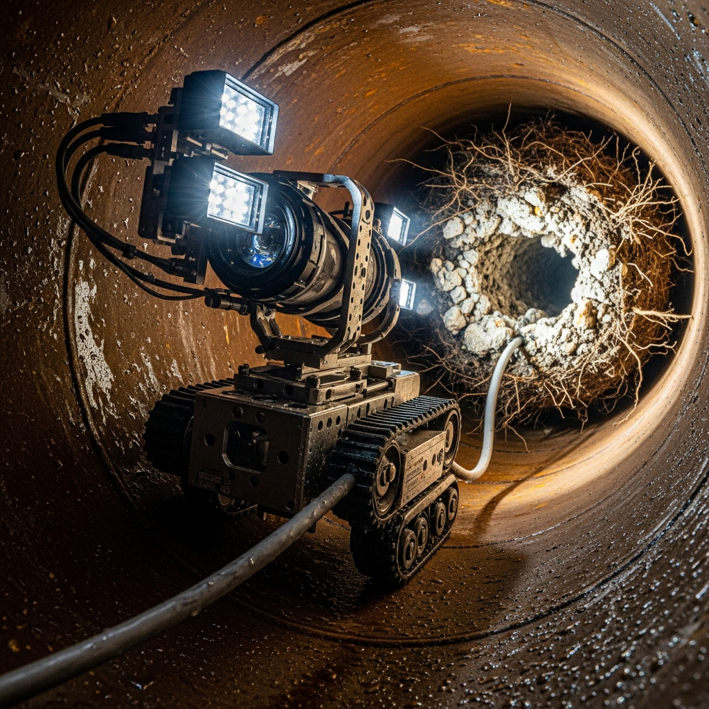 Técnico realizando a limpeza de ralos e sifões.