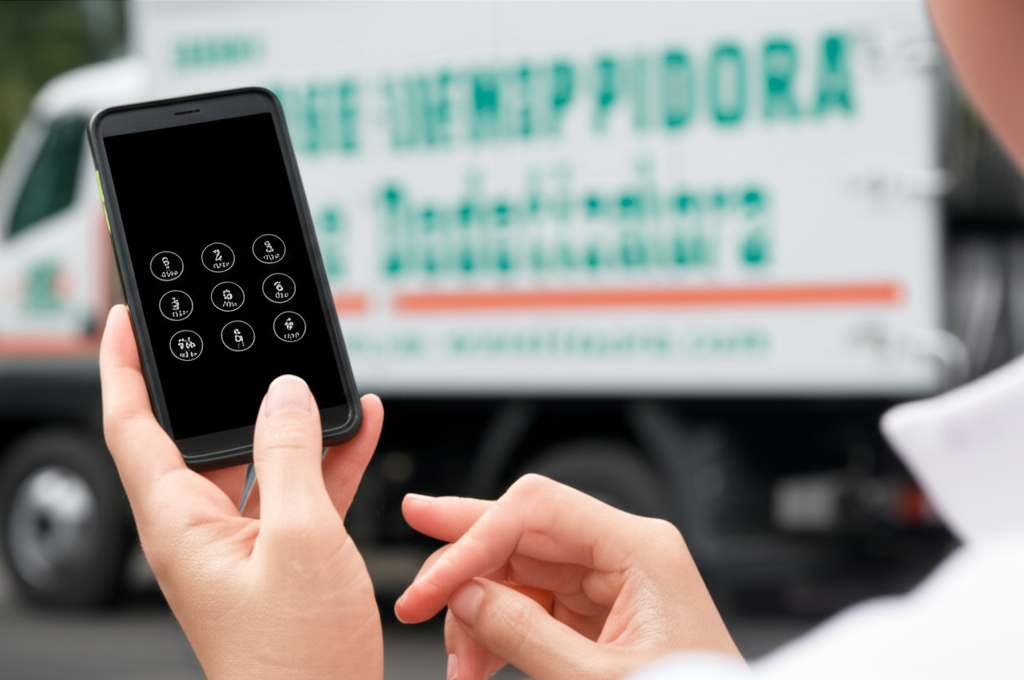 Pessoa discando para chamar serviço de desentupidora e dedetizadora.