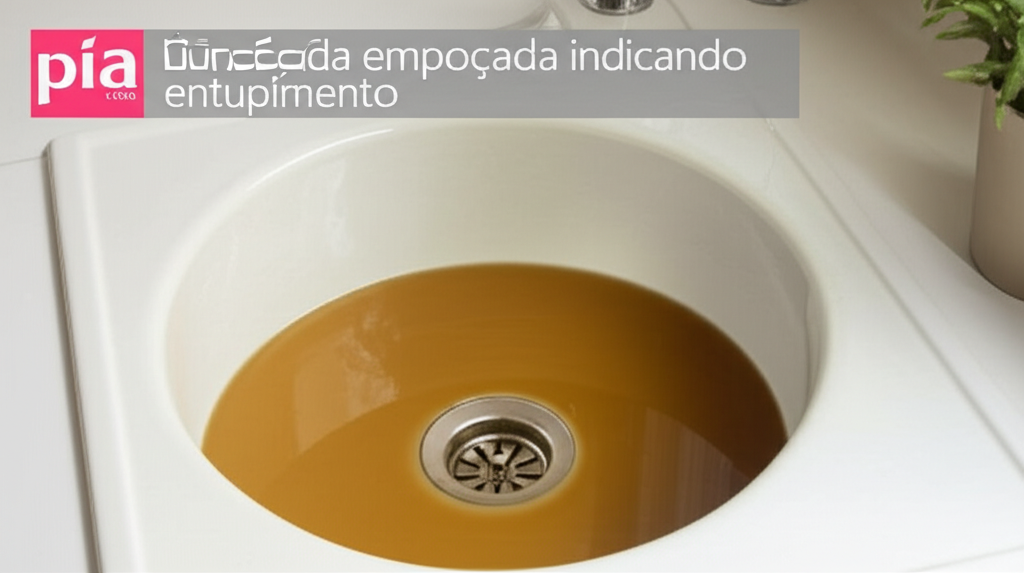 pia com água empoçada indicando entupimento