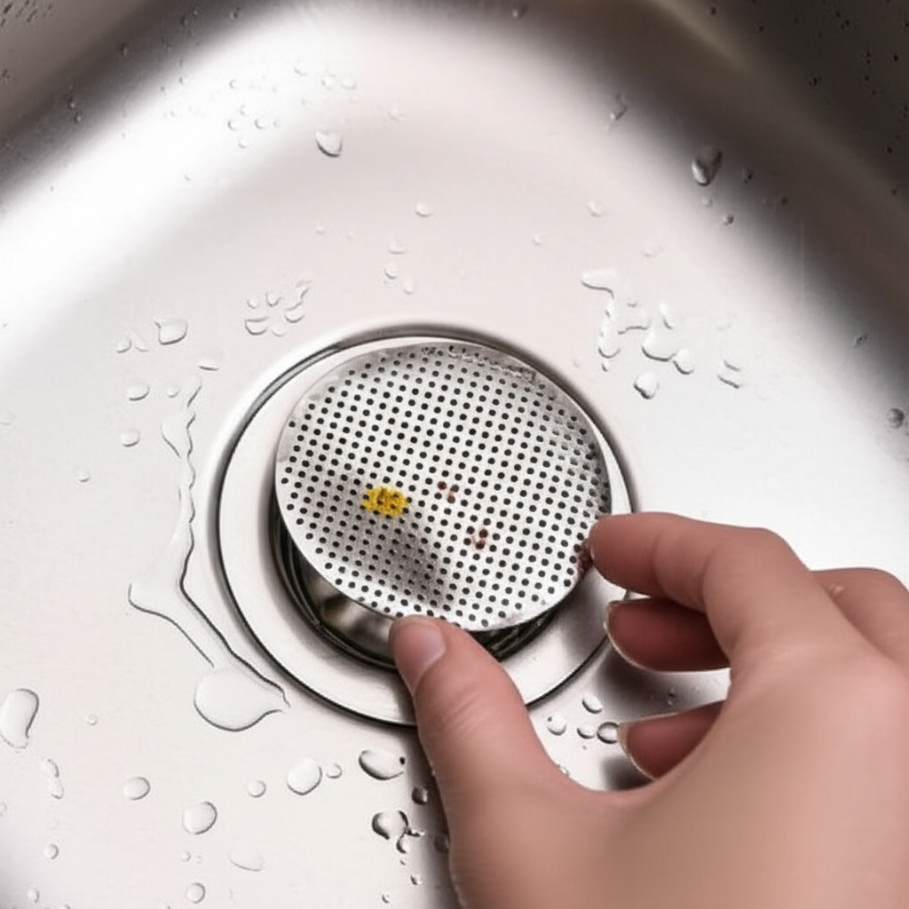 Mão jogando óleo de cozinha em funil para garrafa pet, não na pia.png