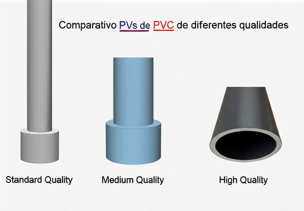 Comparativo entre tubos de PVC de diferentes qualidades.