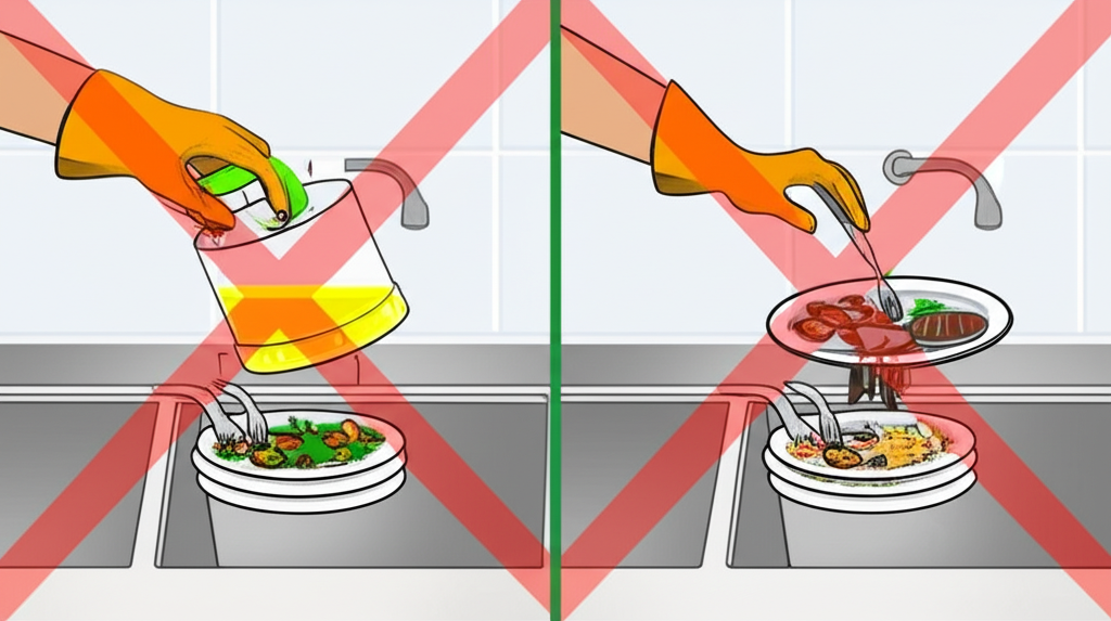 Imagem ilustrativa mostrando práticas corretas de descarte de óleo e resíduos de alimentos para evitar o entupimento da caixa de gordura.