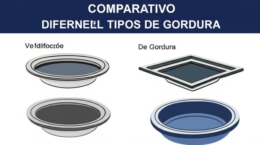 Comparativo entre diferentes tipos de caixas de gordura, destacando suas características e aplicações.