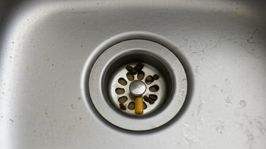 Fluxo lento de água na pia, indicando possível entupimento da caixa de gordura.