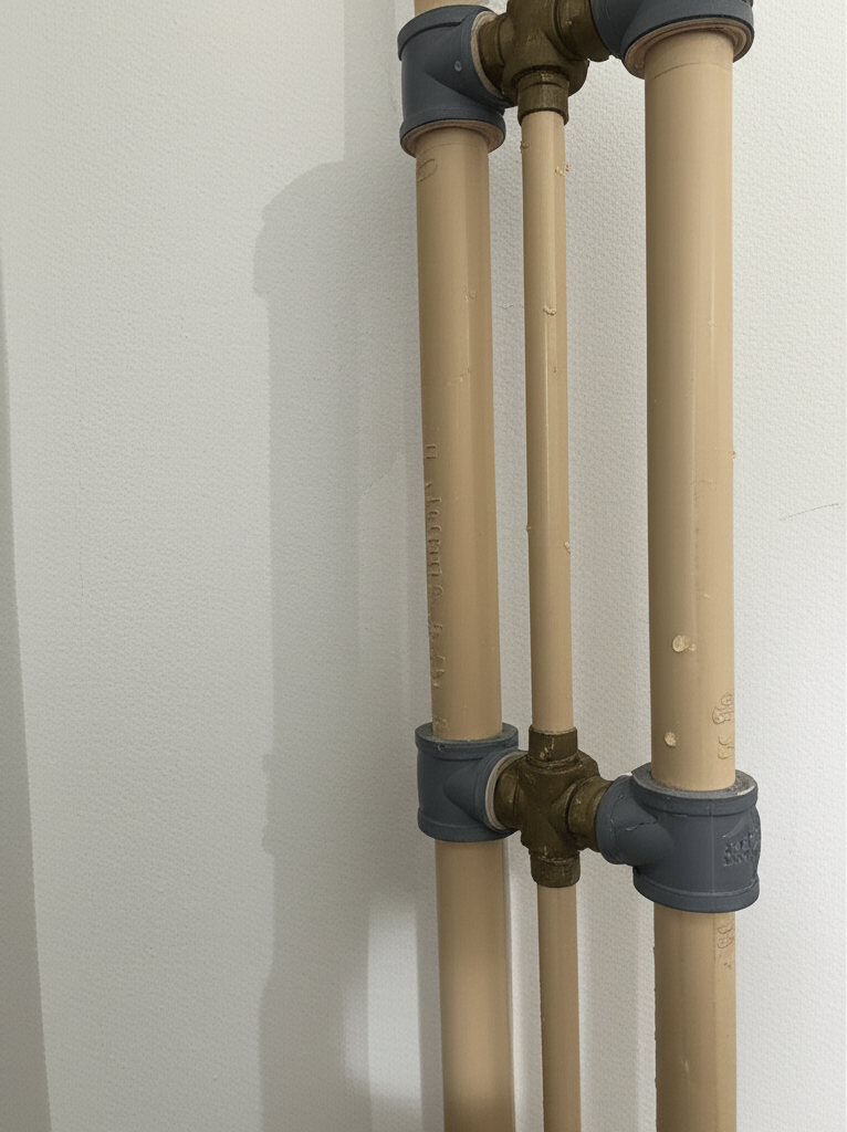 Tubos de CPVC instalados em um sistema de água quente.