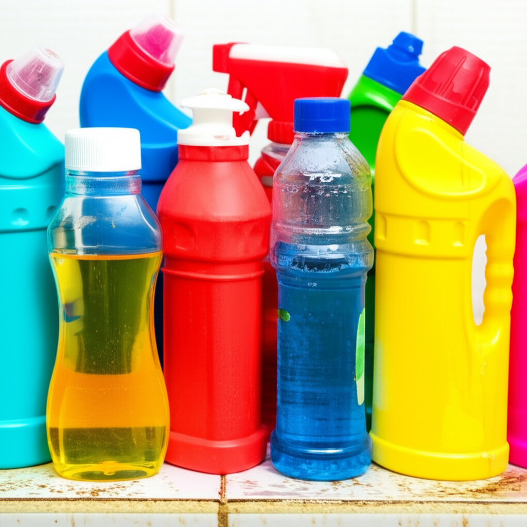 Produtos de limpeza inadequados para o banheiro, que não eliminam o mau cheiro e podem danificar as superfícies.