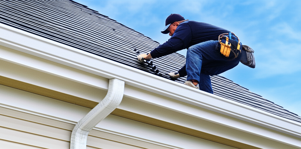 Instalação de protetor de calhas para evitar o acúmulo de folhas e detritos.
