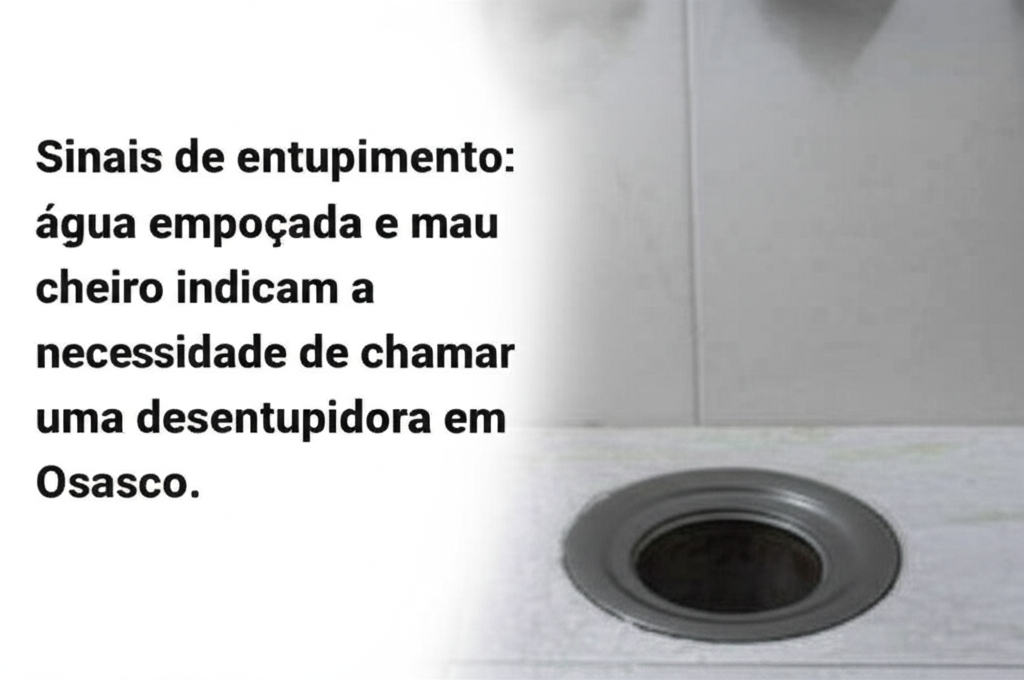 Sinais de entupimento: água empoçada e mau cheiro indicam a necessidade de chamar uma desentupidora em Osasco.