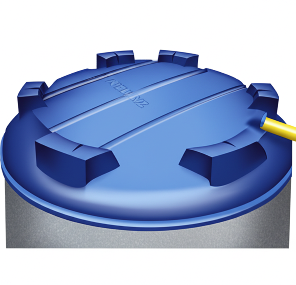 Tampa de caixa d'água bem vedada, simbolizando a importância da vedação para evitar a contaminação da água.