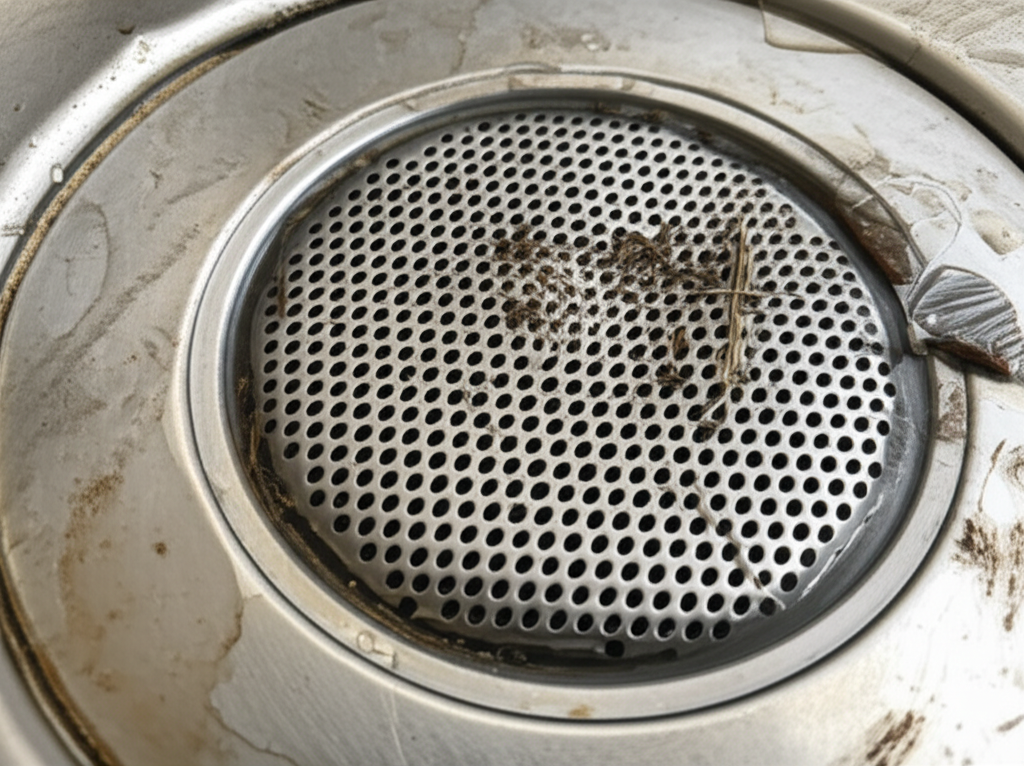 Tela protetora instalada em um ralo para evitar a entrada de resíduos.