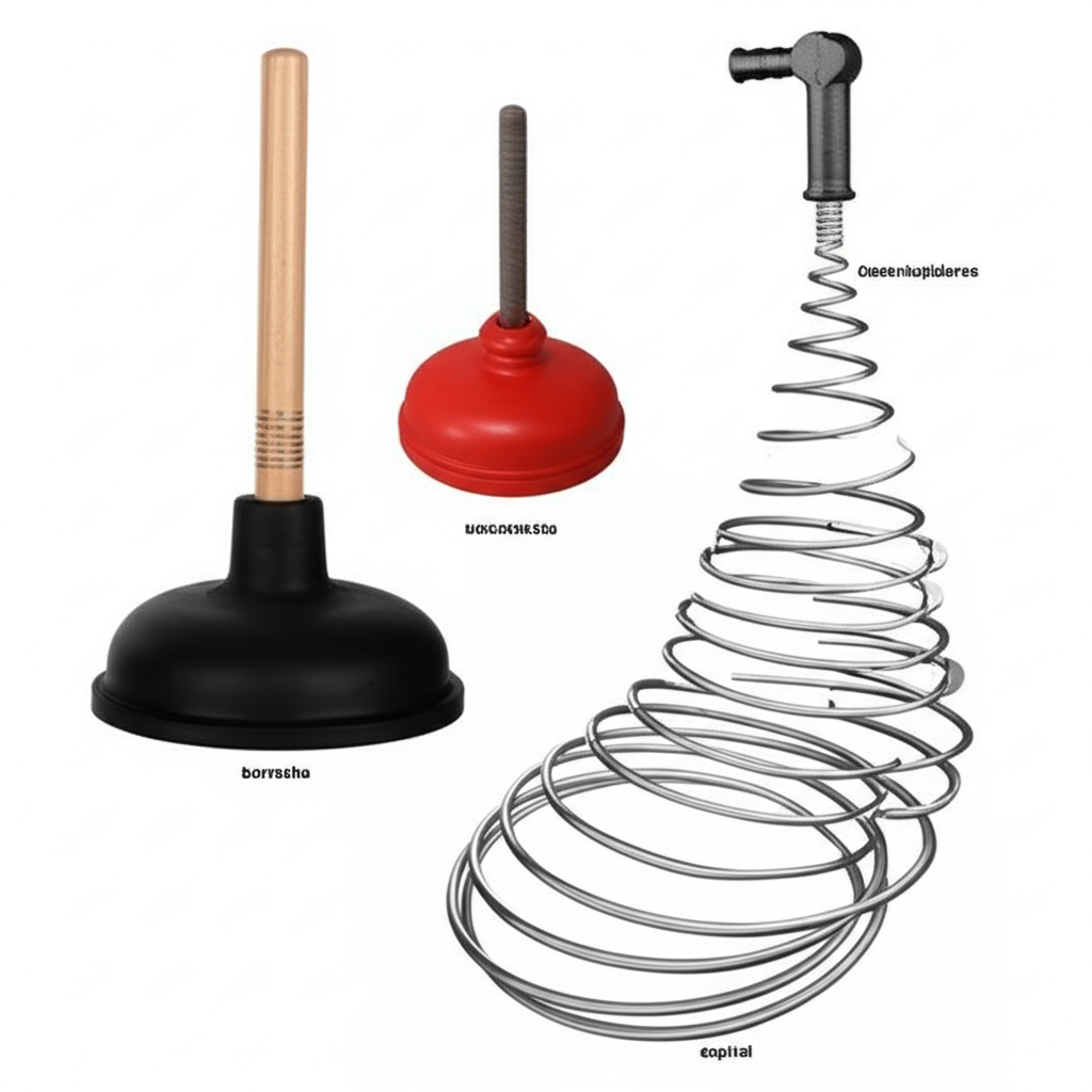 Comparativo entre diferentes tipos de desentupidores: de borracha, de flange e espiral, destacando suas características e usos.