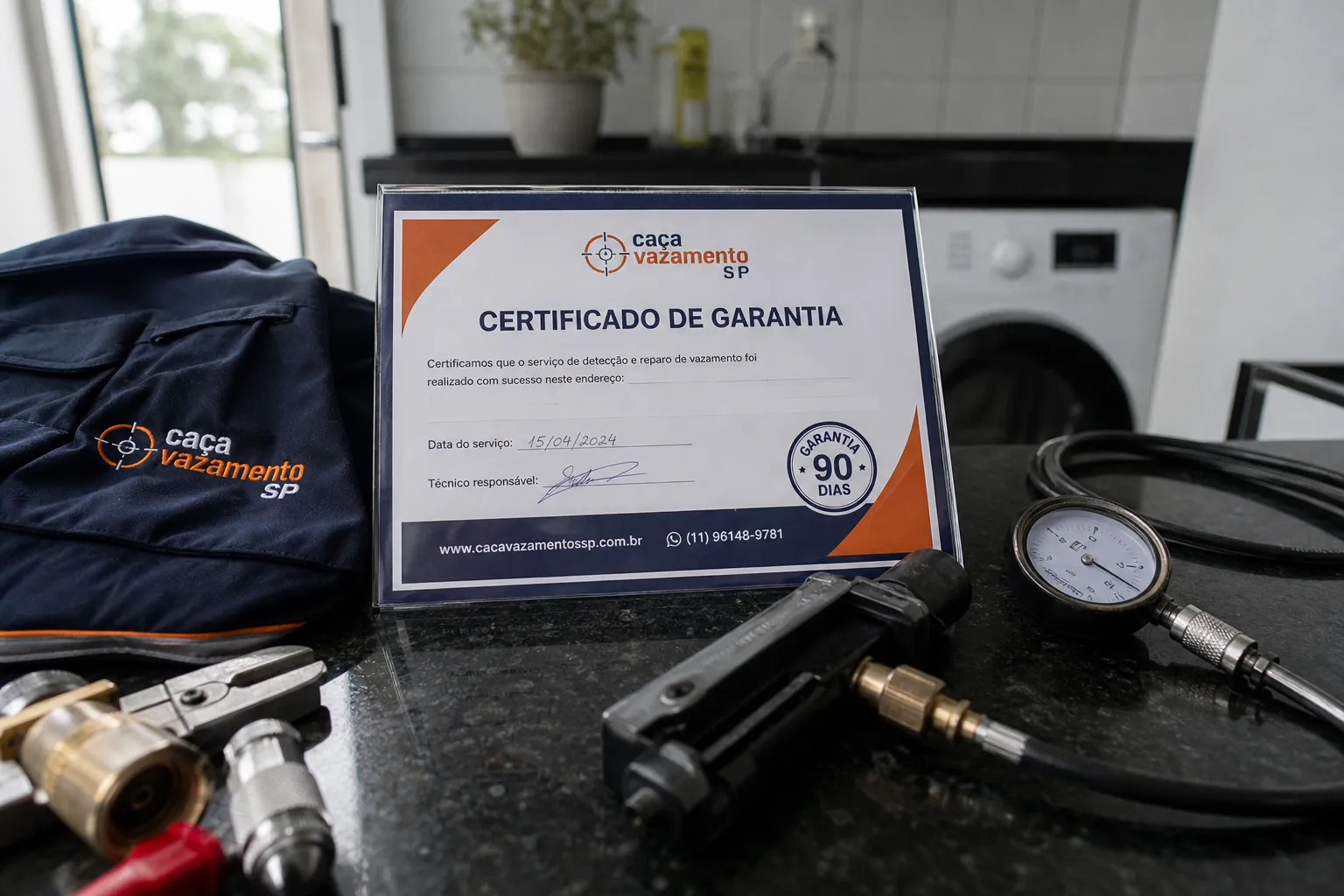 Técnico preenchendo laudo técnico ao lado de notebook com imagem termográfica em ambiente profissional.