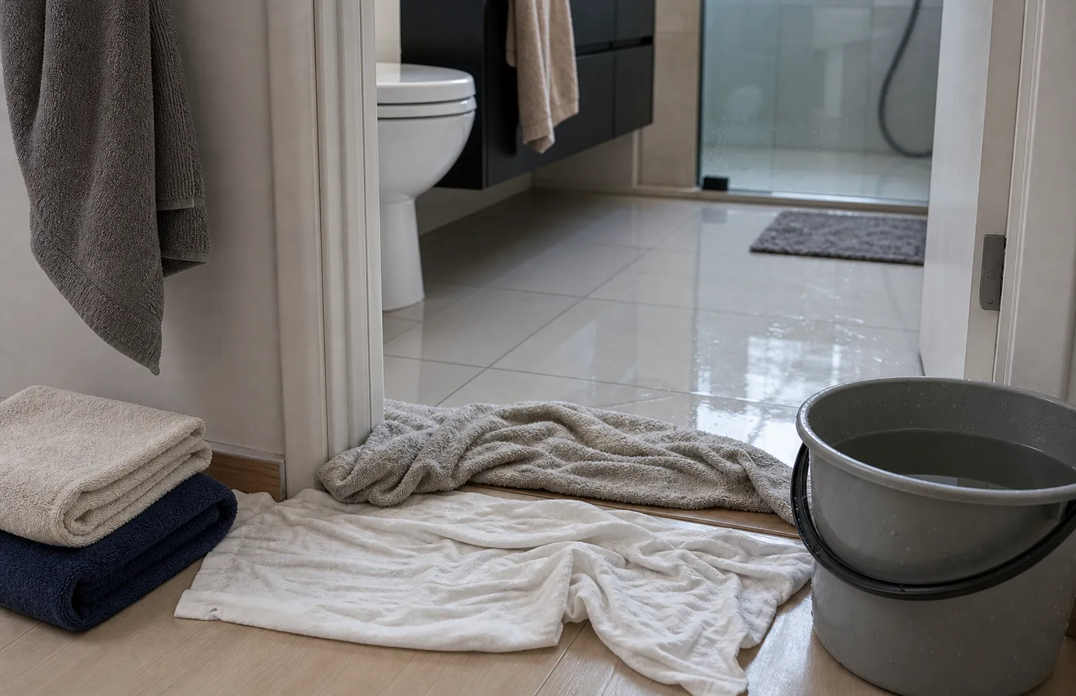 Proteção de piso e móveis ajuda a conter danos durante um desentupimento urgente em apartamento.