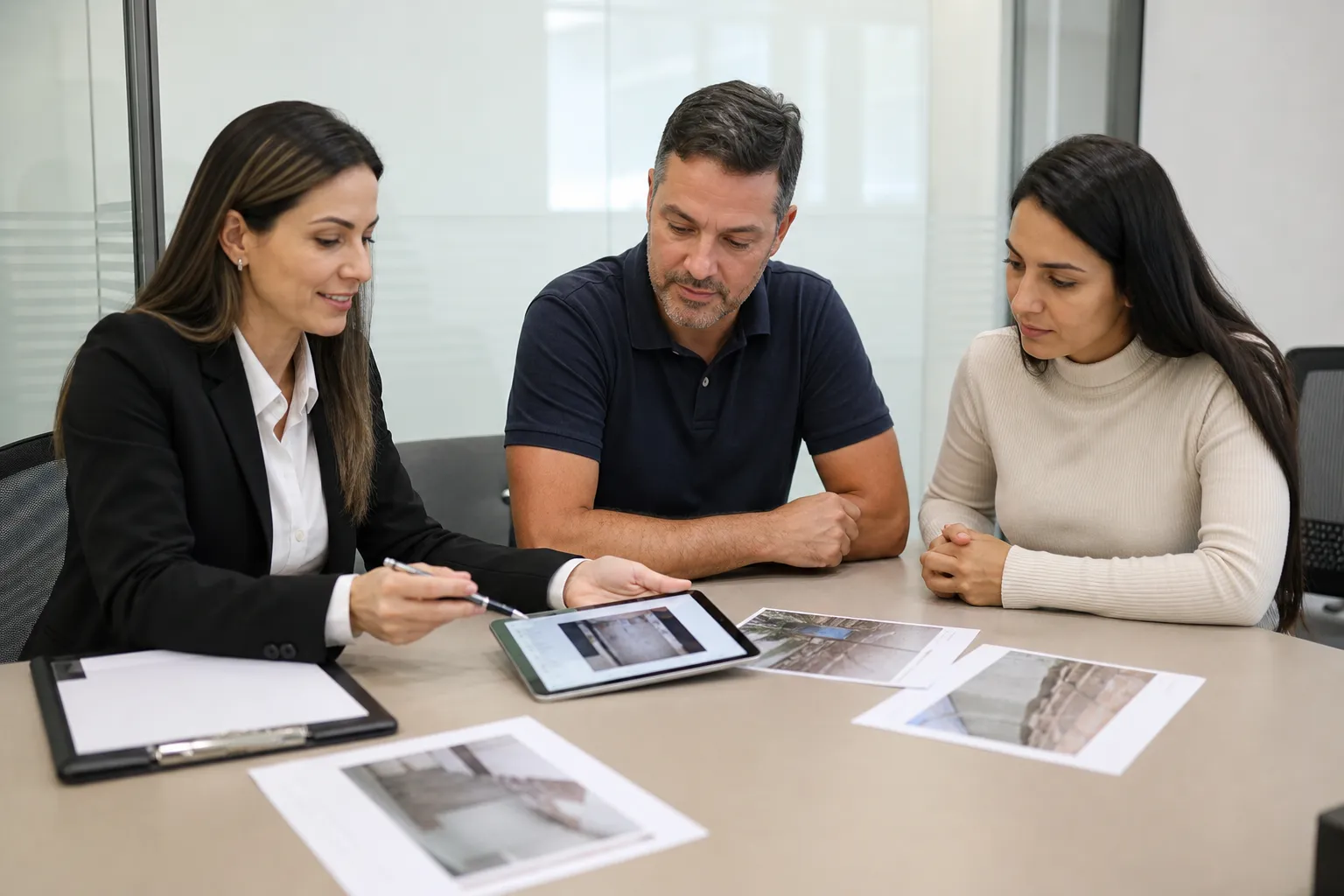 Imobiliária apresenta laudo de vazamento para proprietário e inquilino.