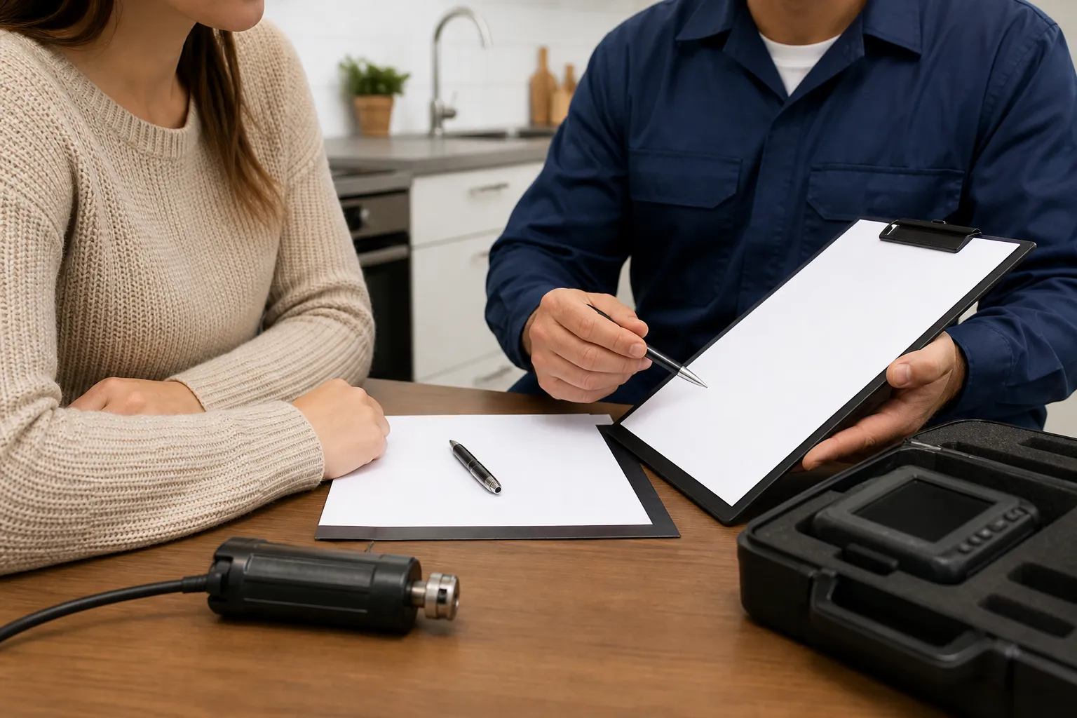 Responsável confere orientações após avaliação relacionada a caca vazamento profissional o que avalia.
