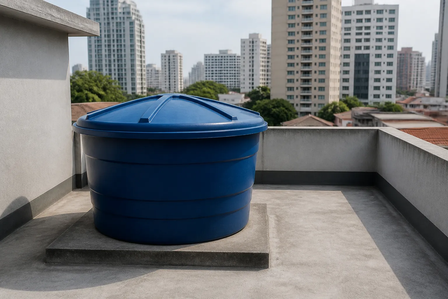 Caixa d'água em edifício residencial de São Paulo recebe atenção preventiva.