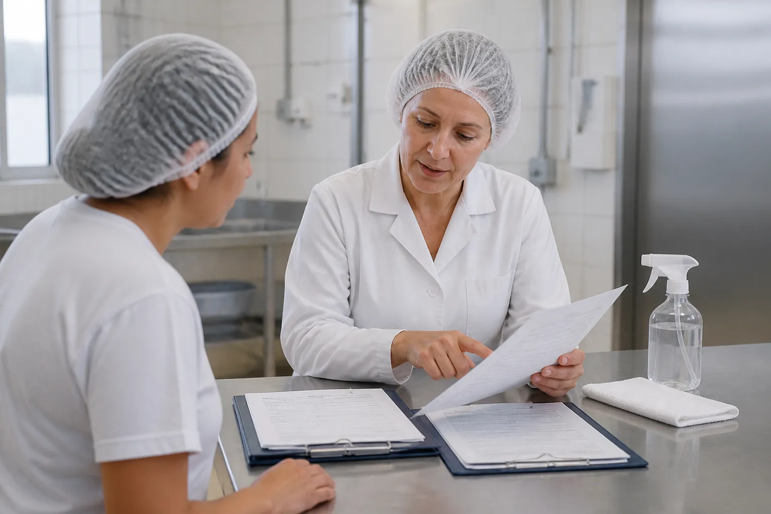 Responsável confere orientações após avaliação relacionada a controle de qualidade da agua cuidados.