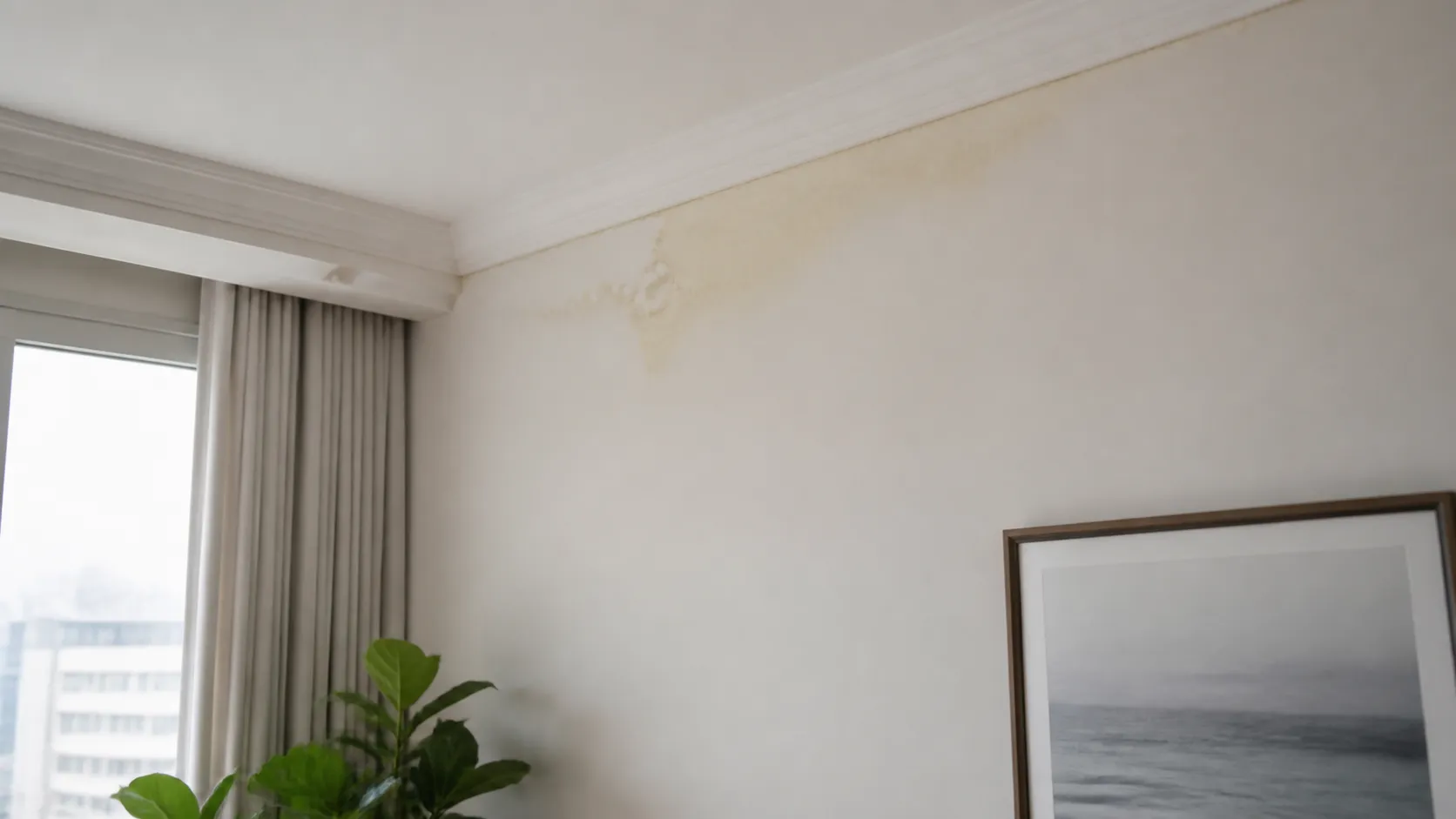 Sinal inicial relacionado a mancha amarela na parede o que significa em imóvel residencial.