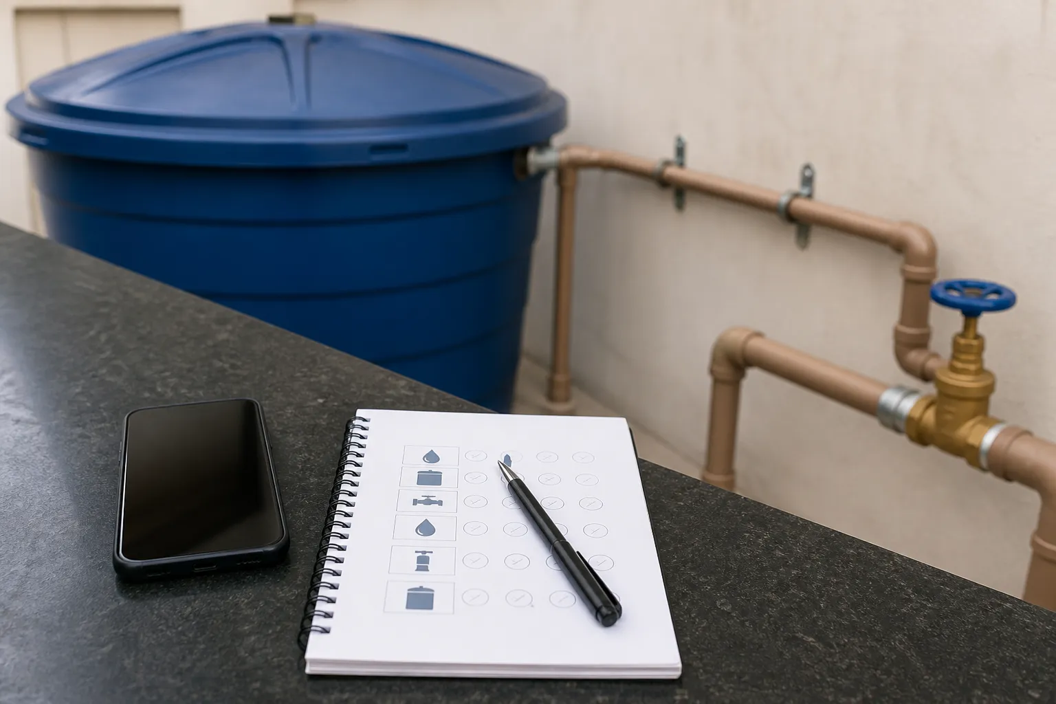 Registro de observações para manutencao de caixa dagua em condominio.