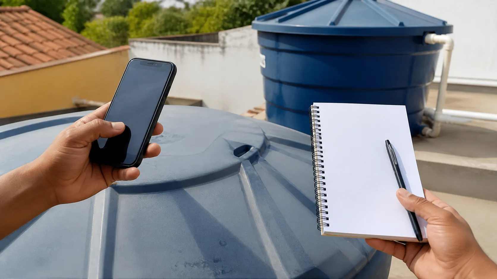 Registro de observações para tampa da caixa dagua riscos de falha.