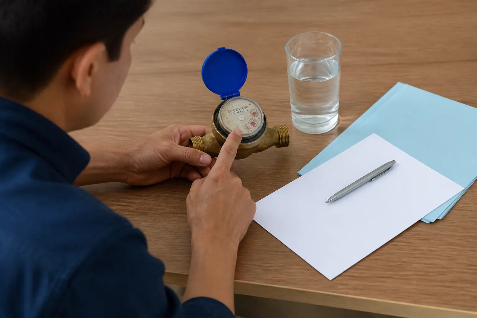 Responsável confere orientações após avaliação relacionada a teste do hidrometro como fazer em casa.