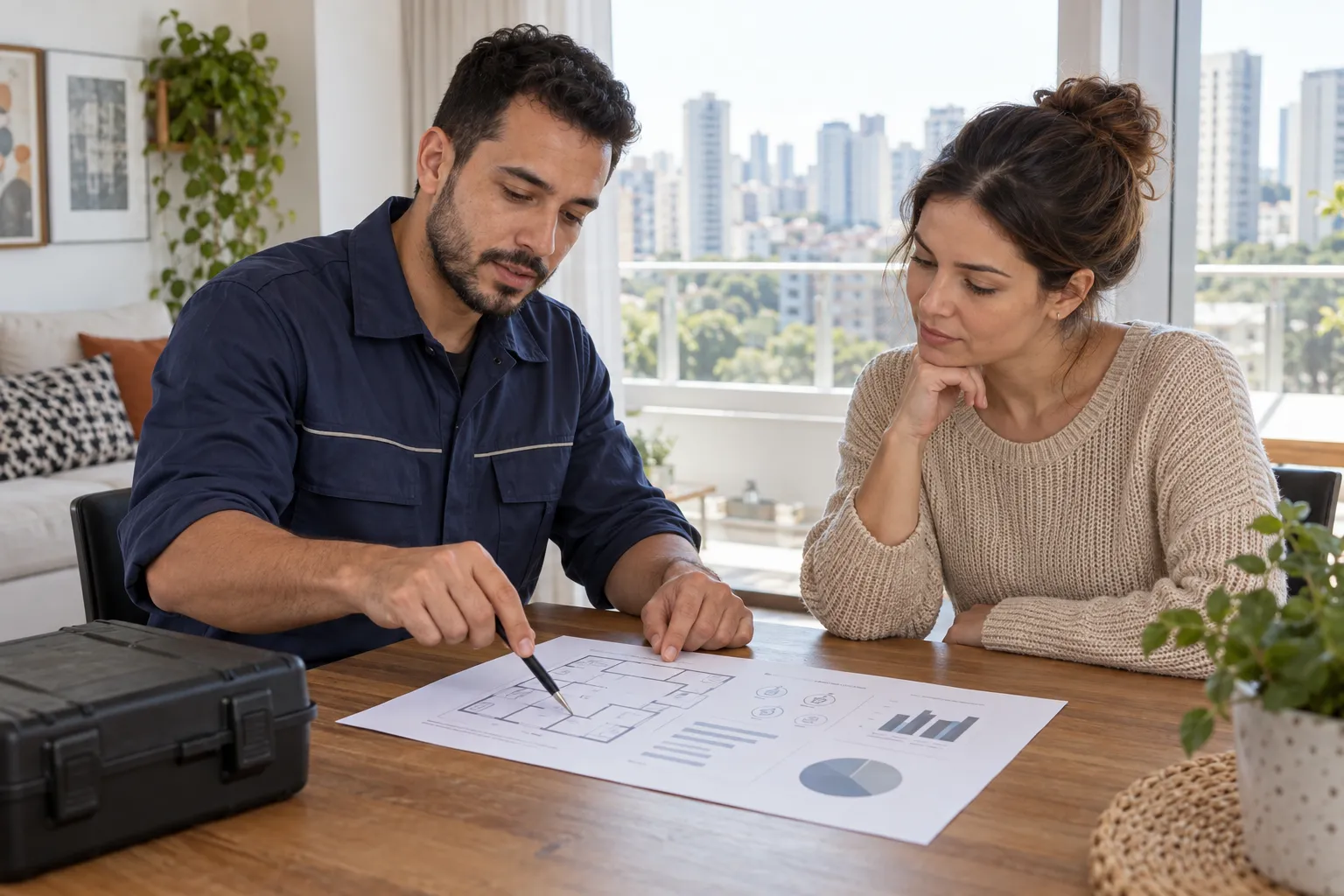 Responsável confere orientações após avaliação relacionada a auditoria técnica de entupimentos e diagnóstico seguro.