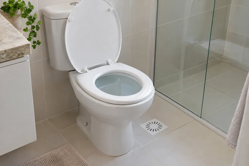 Sinal visível relacionado a Quando o banheiro alugado exige atendimento no imóvel.