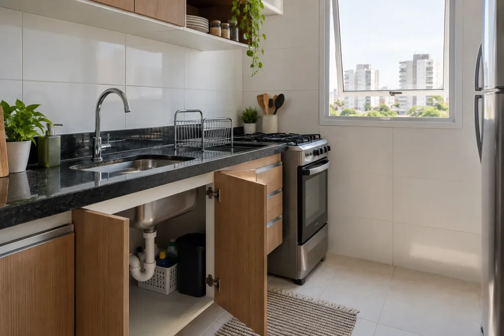 Sinal visível relacionado a Quando o odor na cozinha alugada exige atenção no imóvel.
