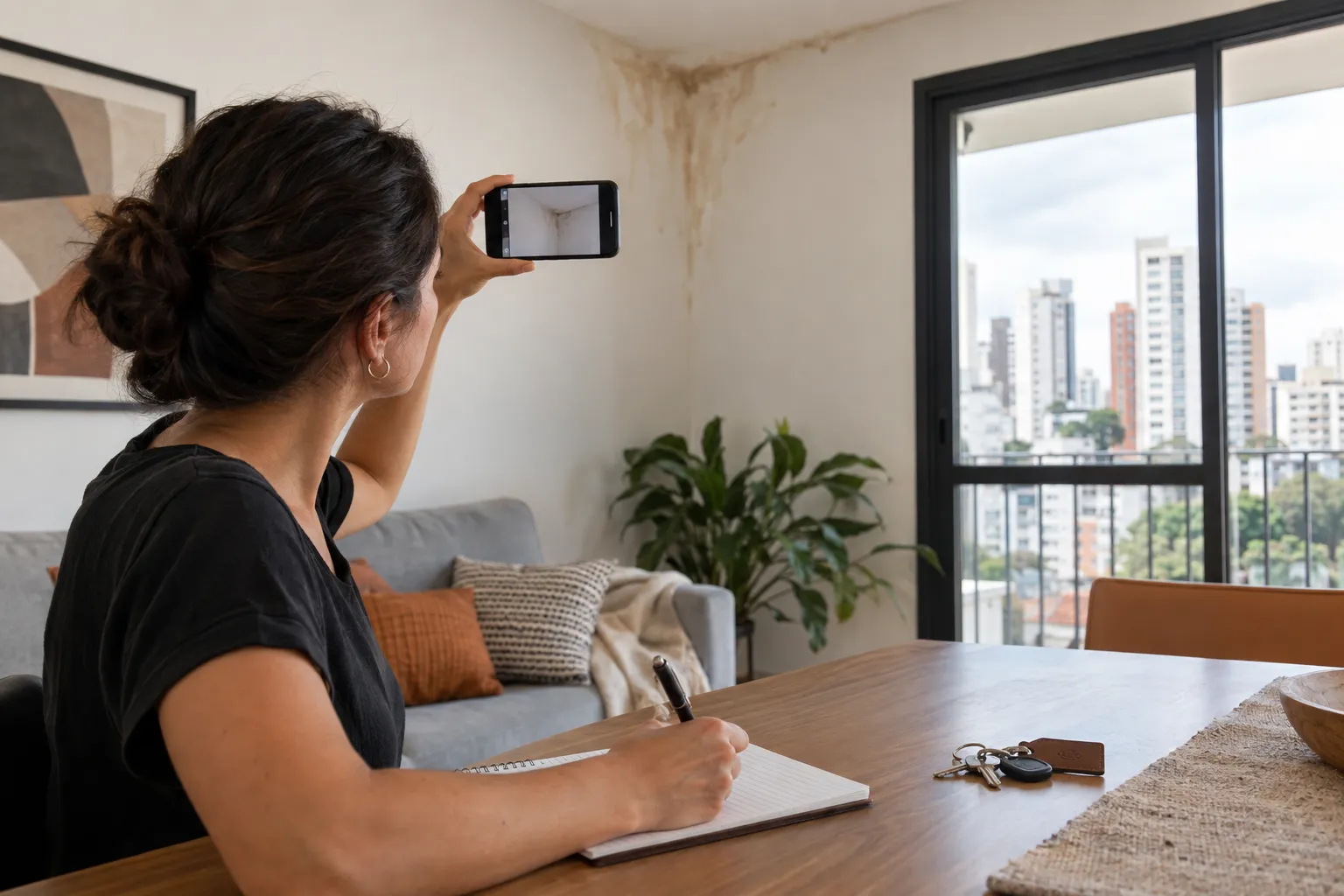 Registro de observações para entupimento em imóvel alugado e a decisão do proprietário de chamar uma desentupidora.