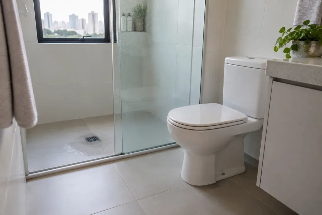 Sinal inicial relacionado a entupimento em imóvel alugado e a decisão do proprietário de chamar uma desentupidora em imóvel residencial.
