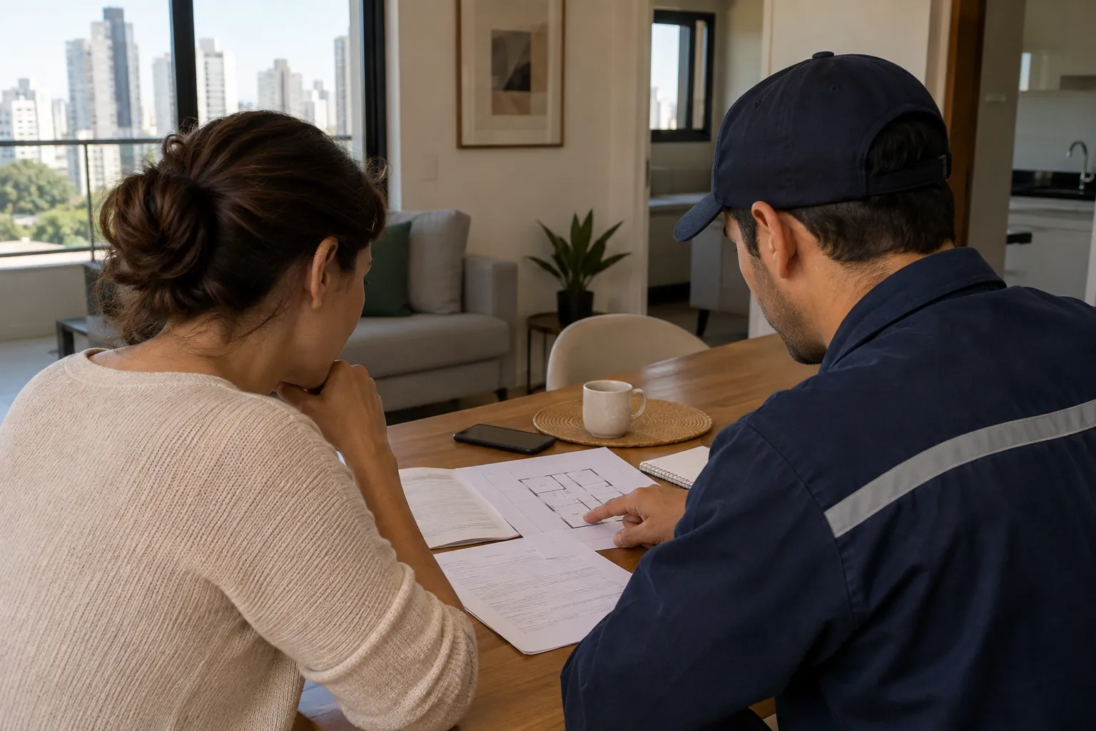 Responsável confere orientações após avaliação relacionada a odor forte em casas de aluguel e atendimento de desentupidora em São Paulo.