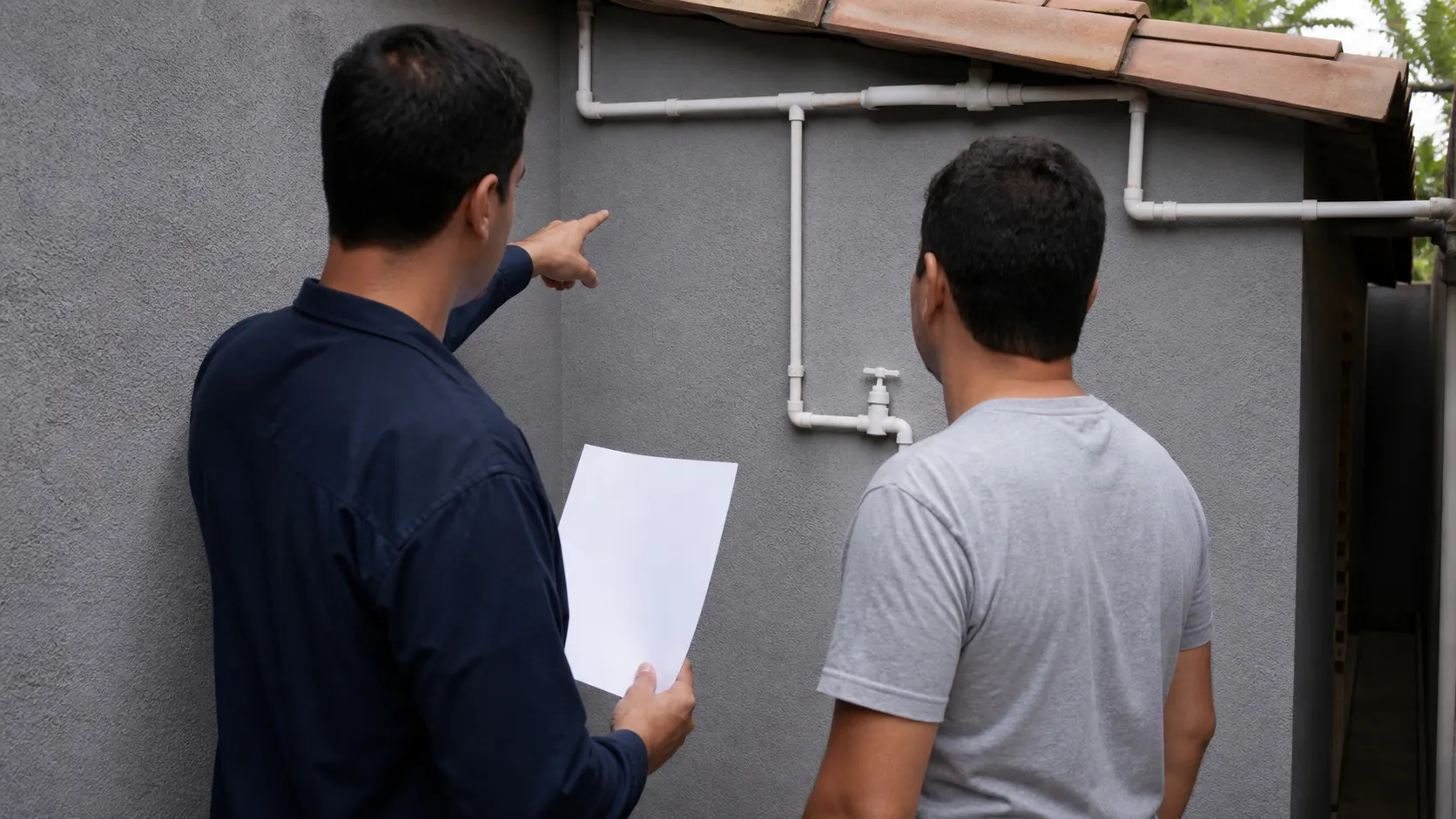 Responsável confere orientações após avaliação relacionada a vazamento em rede fria como localizar.