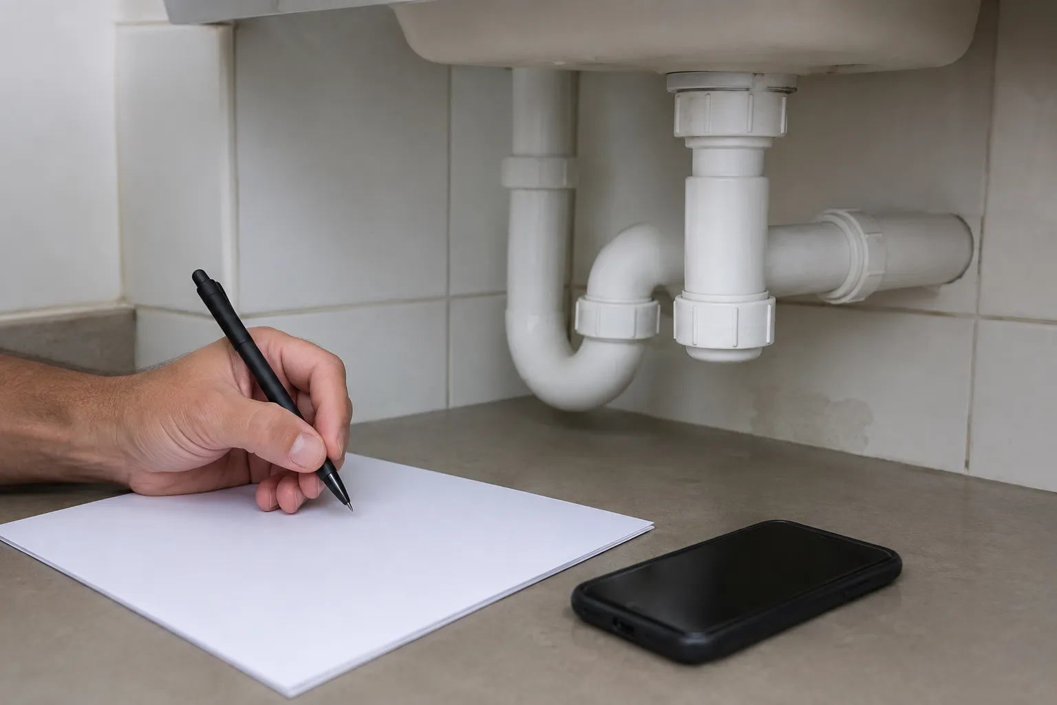 Registro de observações para vazamento na area de servico causas.