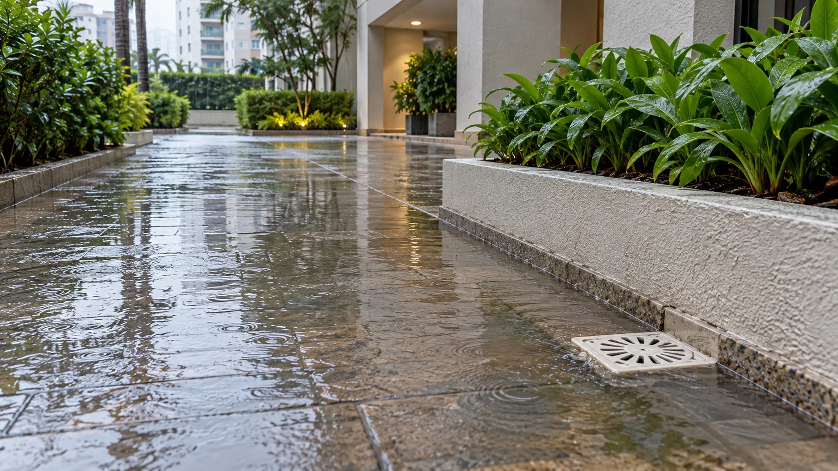 Sinal visível relacionado a Como perceber uma rede pluvial obstruída no imóvel.